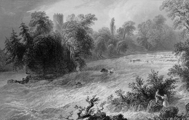 Castleconnell and Doonass Rapids, County Limerick, Ireland, from 'Scenery and Antiquities of Ireland van William Henry Bartlett