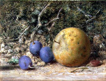 Three Grapes and an Apple van William Henry Hunt