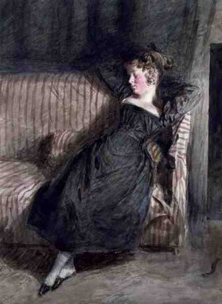 Young Girl Asleep on a Couch (w/c and pencil) van William Henry Hunt