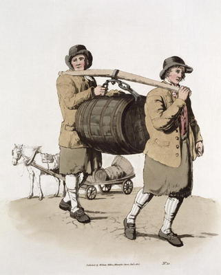 Brewers, from 'Costume of Great Britain' published by William Miller, 1805 (colour litho) van William Henry Pyne