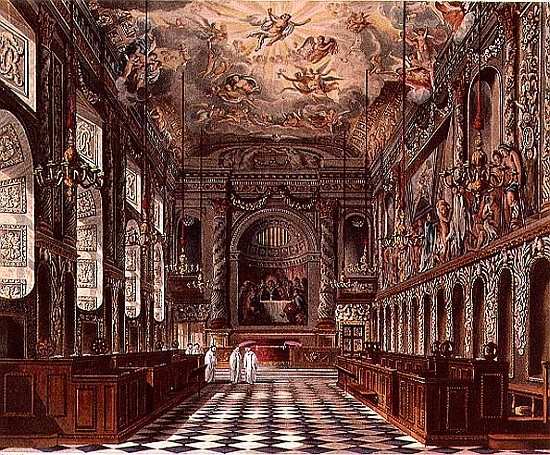 The Royal Chapel, Windsor Castle from Pyne''s ''Royal Residences'' van William Henry Pyne