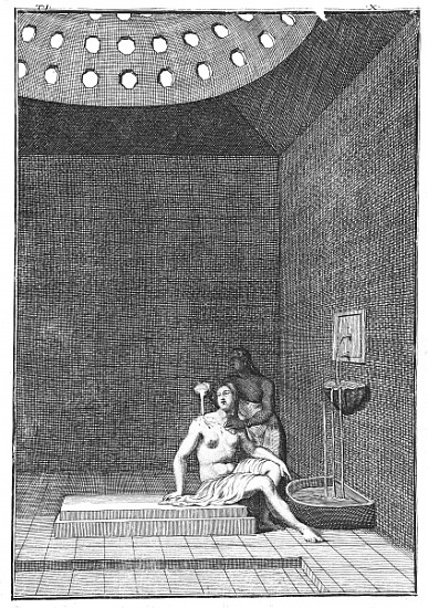 A Turkish Bath, illustration from Aubry de la Mottraye''s ''Travels through Europe, Asia and into pa van William Hogarth