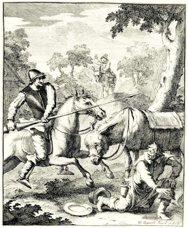Illustration to the book "Don Quijote de la Mancha" by M. de Cervantes van William Hogarth