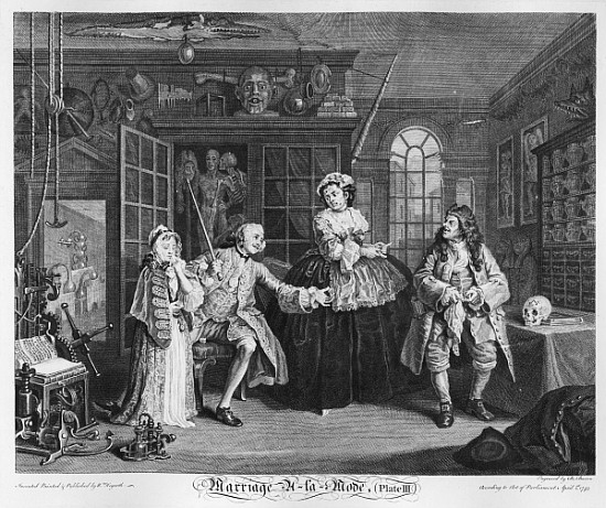 Marriage a la Mode, Plate III, The Inspection van William Hogarth