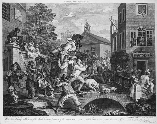 The Election, Chairing the Member van William Hogarth