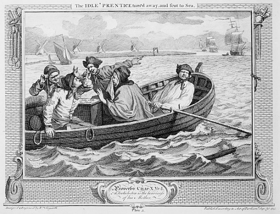The Idle ''Prentice Turned Away and Sent to Sea, plate V of ''Industry and Idleness'' van William Hogarth
