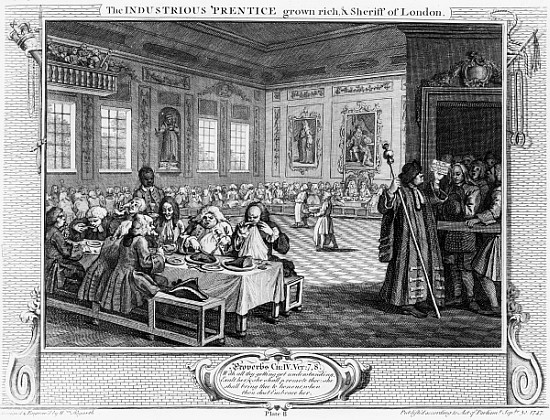 The Industrious ''Prentice Grown Rich, and Sheriff of London, plate VIII of ''Industry and Idleness' van William Hogarth