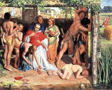 A Converted British Family Sheltering a Christian Priest from the Persecution of the Druids van William Holman Hunt