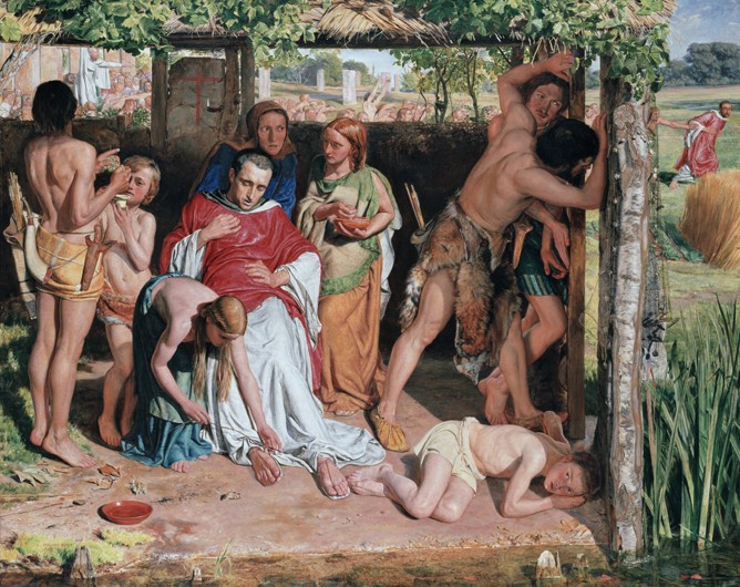 A Converted British Family Sheltering a Christian Missionary from the Persecution of the Druids van William Holman Hunt