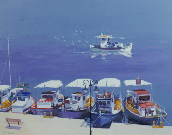 Greek Fishing Boats (oil on board)  van William  Ireland