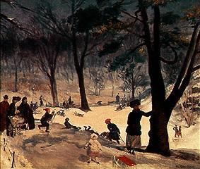 Im Winter im Central-Park in New York van William J. Glackens