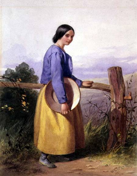 A country girl standing by a fence van William Lee