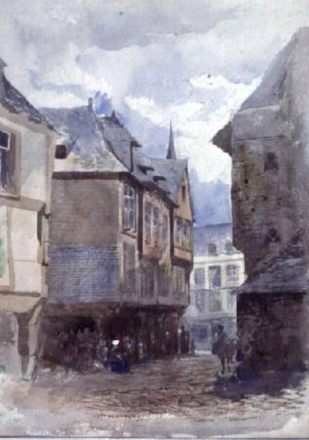 A Street in Dinan, France van William Linnaeus Casey