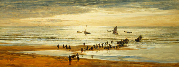 Beach Scene on the North Coast of France van William Lionel Wyllie