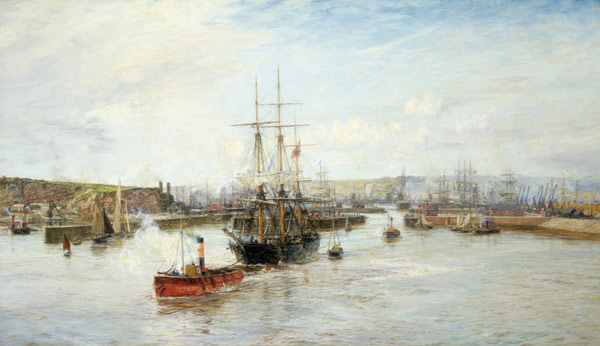 Entrance to Barry Dock, South Wales van William Lionel Wyllie