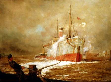 Docking a Cargo Ship van William Lionel Wyllie