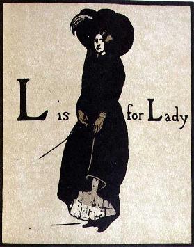 L is for Lady, illustration from An Alphabet, published by William Heinemann, 1898