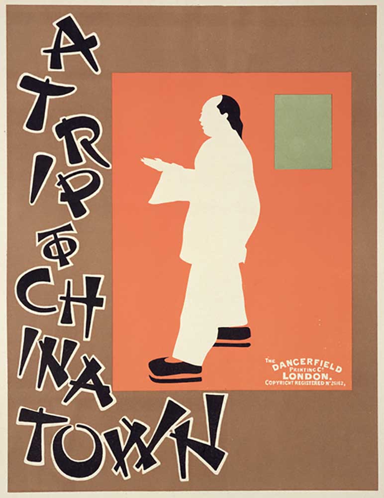 Reproduction of a poster advertising A Trip to China Town van William Nicholson