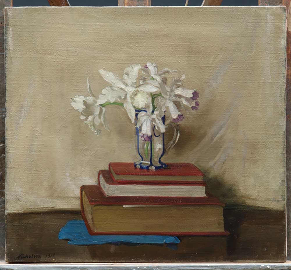 White Orchids on Books, 1916 van William Nicholson