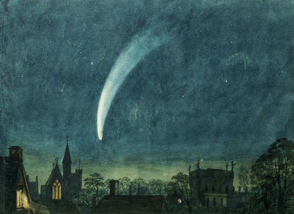 Donati's Comet over Balliol College (w/c with scratching out on paper) van William of Oxford