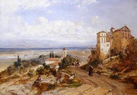 Two Convents at Nemi, Italy, 1853 (oil on canvas)