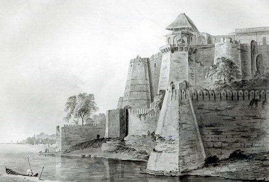 Fort on the Yamuna River, India (pencil & w/c on paper) van William Orme
