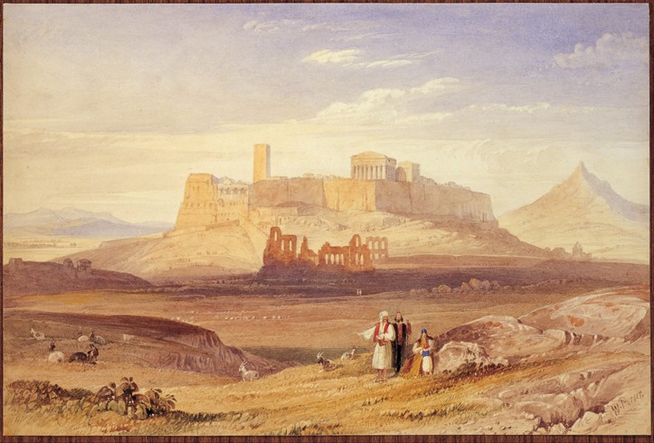 View of Athens with the Acropolis and the Odeon of Herodes Atticus van William Purser