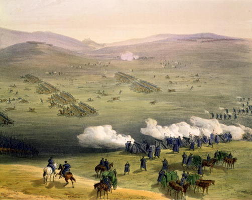 Charge of the Light Cavalry Brigade, October 25th 1854, detail of artillery, from 'The Seat of War i van William Simpson