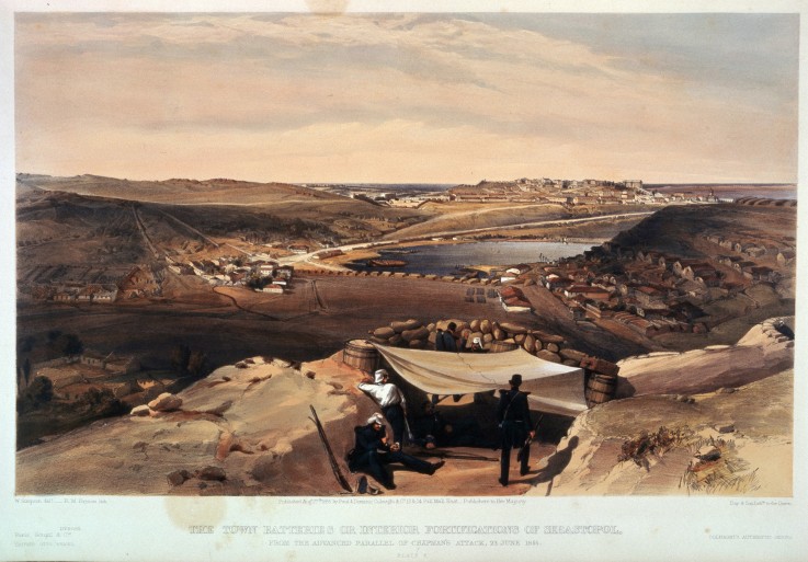 The town batteries, or interior fortifications of Sevastopol on 23 June 1855 van William Simpson