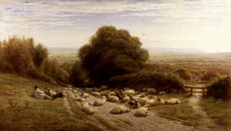 The Sunny Side of a Shepherd's Life - Near Eastbourne van William Snr. Luker