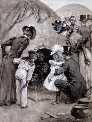 'A Peek at the Natives', Savage South Africa at Earl's Court, 1899 (pen and washes on paper) van William T. Maud