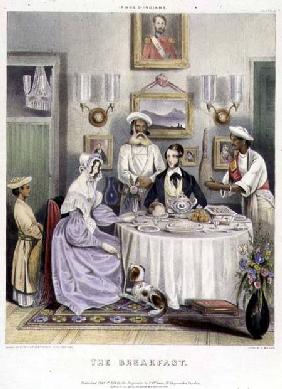 The Breakfast, plate 3 from 'Anglo Indians', engraved by J. Bouvier