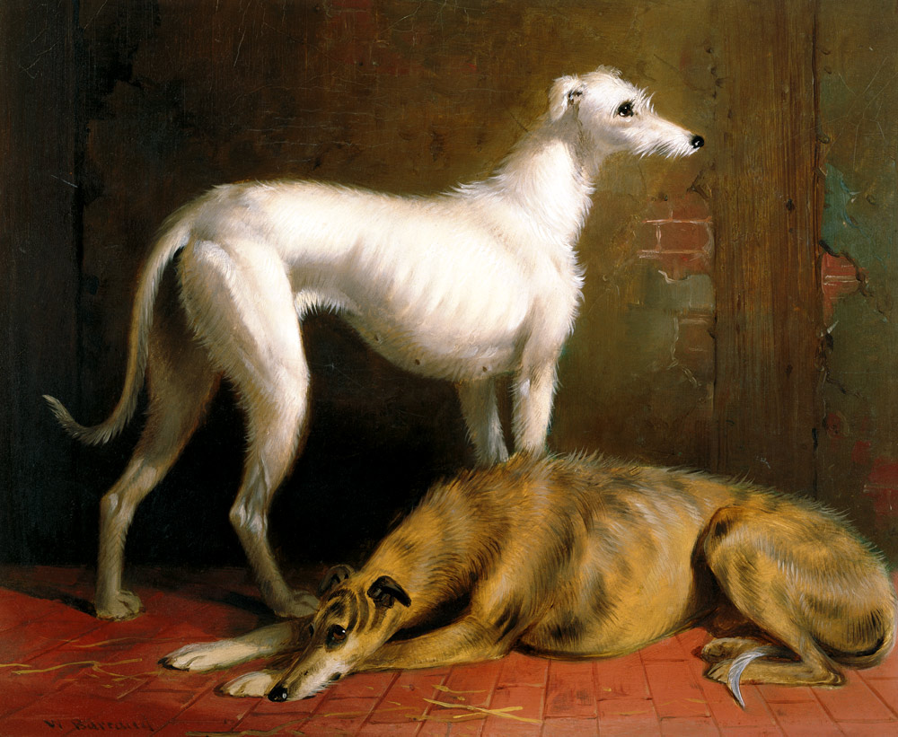 Deerhounds in an Interior van William u. Henry Barraud