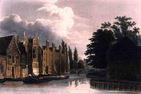 St. John's College, from Fisher's Lane, Cambridge, from 'The History of Cambridge', engraved by Jose van William Westall