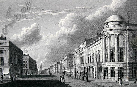 Regent Street, with the Argyle Rooms; engraved by Charles Heath van William Westall