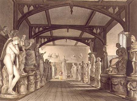 The Statue Gallery, illustration from the 'History of Oxford', engraved by Frederick Christian Lewis van William Westall