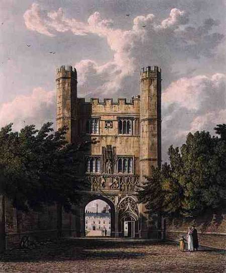 Trinity Gate, Cambridge, from 'The History of Cambridge', engraved by Joseph Constantine Stadler (fl van William Westall