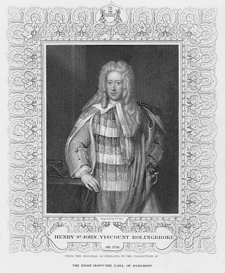 Portrait of Henry St. John Viscount Bolingbroke van William Thomas Fry