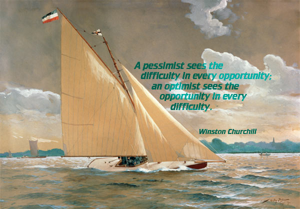 Die Segelyacht Henny III. des Malers mit Worten von Winston Churchill van Willy Stöwer