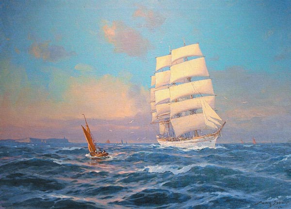 Das Schulschiff  "Prinzess Eitel Friedrich" vor Cap Arcona van Willy Stöwer
