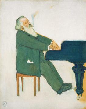 Johannes Brahms aan de vleugel