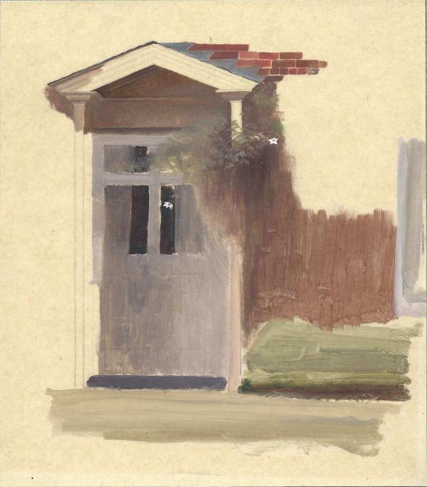 The front door of Line Holt Farm House van Winifred Knights