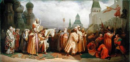 Palm Sunday Procession under the Reign of Tsar Alexis Romanov (1629-76) van Wjatscheslaw Grigor. Schwarz
