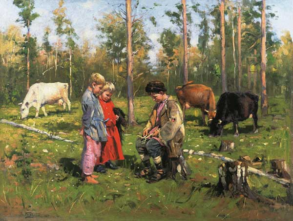 Shepherd Boys van Wladimir Jegorowitsch Makowski