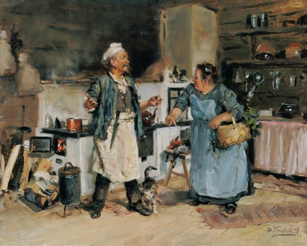 Quarrel in the kitchen van Wladimir Jegorowitsch Makowski