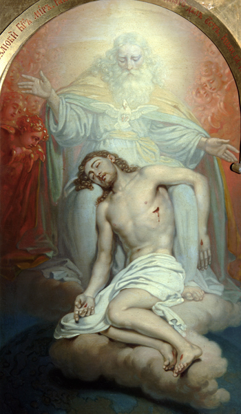 God the Father lamenting over the dead Christ van Wladimir Lukitsch Borowikowski