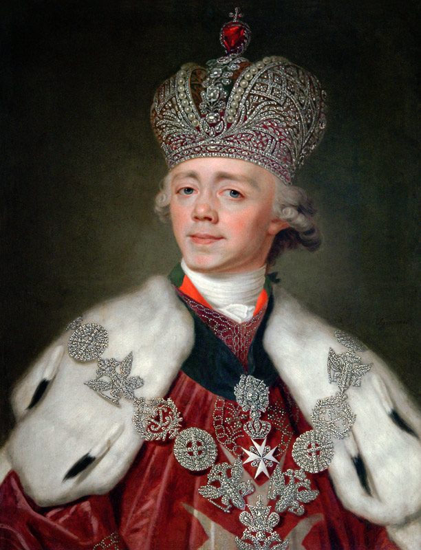Portrait of the Emperor Paul I of Russia (1754-1801) van Wladimir Lukitsch Borowikowski