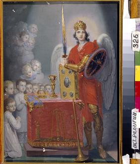 The Children of the Emperor Paul I before the altar, protected by Archangel Michael