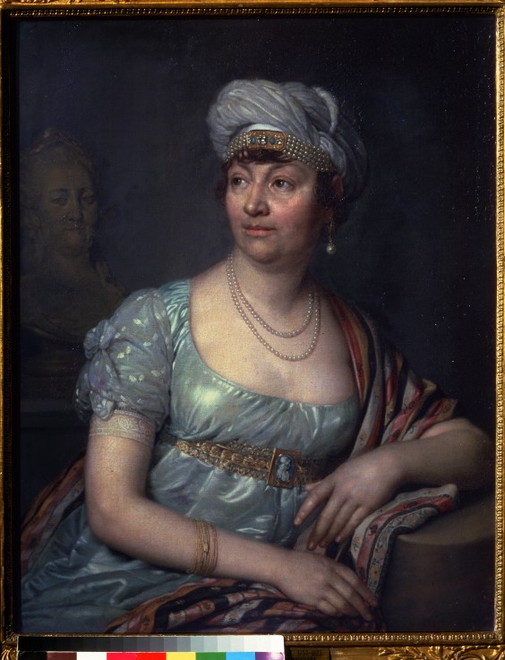 Portrait of the author Baronne Anne Louise Germaine de Staël (1766-1817) van Wladimir Lukitsch Borowikowski