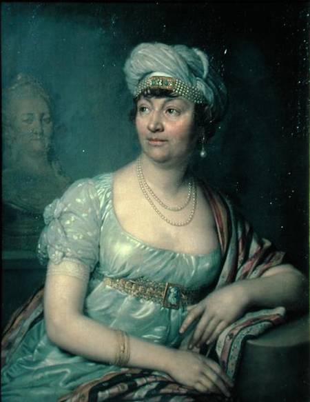 Portrait of Germaine de Stael (1766-1817) van Wladimir Lukitsch Borowikowski